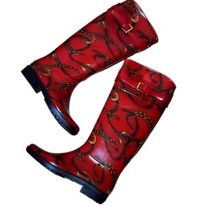 Women's Lauren Ralph Lauren Rossalyn II Rainboots Red and Gold